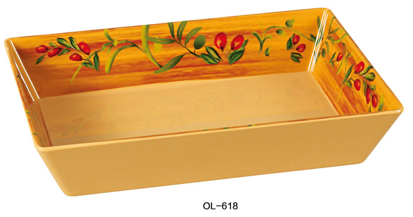 Yanco Olive Melamine 17 3/4" x 11 3/4" x 2 1/2" RECTANGULAR TRAY