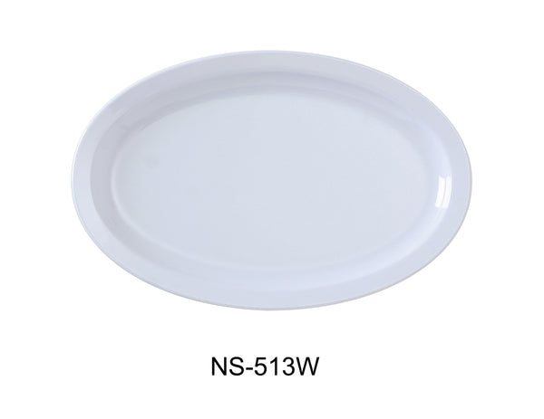 Yanco Nessico Melamine 13" X 8 1/2" OVAL PLATTER W/NARROW RIM WHITE