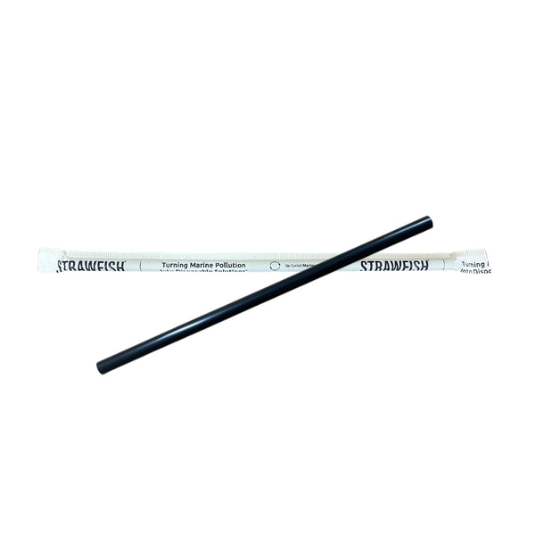 7.75" Jumbo Wrapped Biodegradable Straw Black