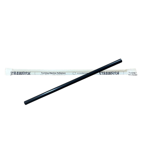 7.75" Giant Wrapped Biodegradable Straw Black