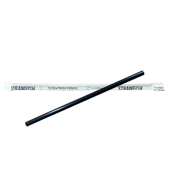 10.25" Giant Wrapped Biodegradable Straw Black