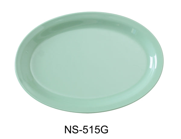 Yanco Nessico Melamine 13 1/4" X 9 1/2" OVAL PLATTER W/NARROW RIM GREEN