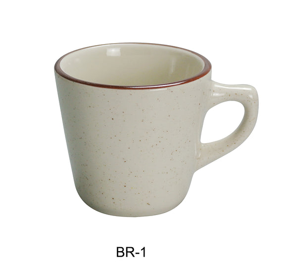 Yanco Brown Speckled Chinaware 3 3/4" X 2 1/2"H TALL CUP 7 OZ