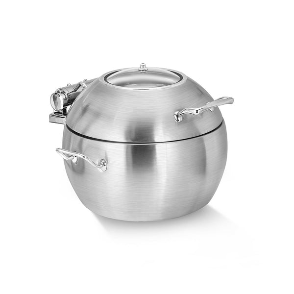 Crown Collection Induction Soup Chafer, 11 qt., round, includes: hinged glass lid, drip free feature, removable food pan, etc