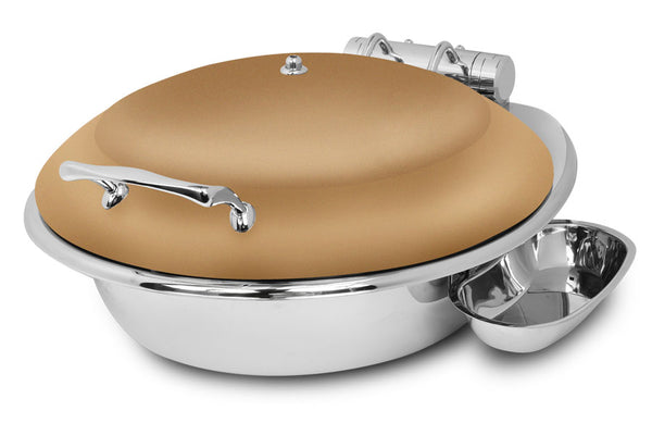 Crown Collection Induction Chafer, 4 qt., round, without stand, includes: hinged glass lid with drip free feature, food pan, etc