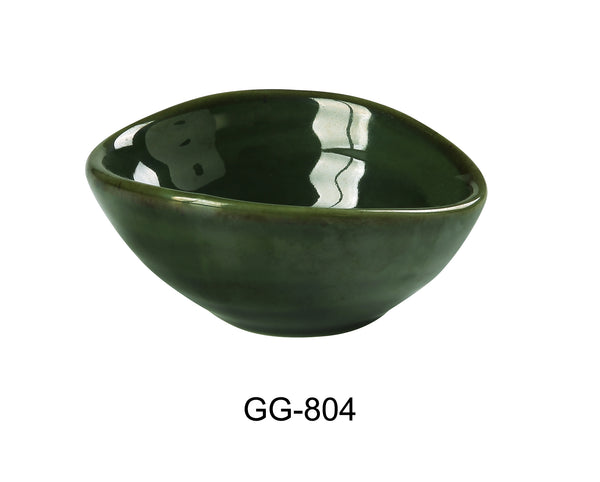 Yanco Green Gem Chinaware 4" X 3-1/8" X 1-1/2" OLIVE SAUCE DISH 2 OZ