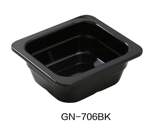 Yanco GN Pan Melamine 6.93" x 6.38" 2.56" / 176 X 162 X 65mm PAN, GN 1/6 BLACK