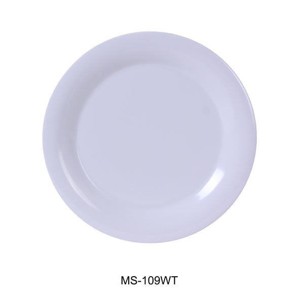 Yanco Milestone Melamine 9" NARROW RIM ROUND PLATE WHITE