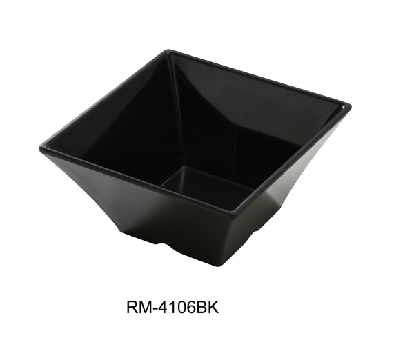 Yanco Rome Melamine 6" X 3"H SQUARE BOWL 26 OZ - BK