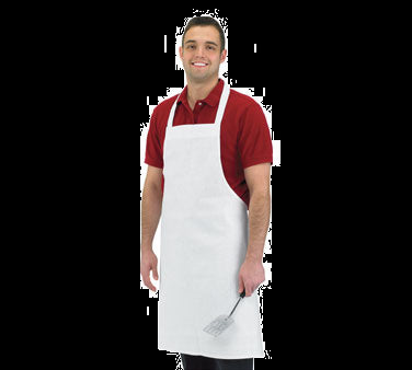 Chef Revival® Economy Bib Apron, 34" x 34", poly/cotton blend fabric, no pocket, white, Chef 24/7®