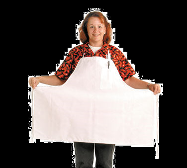 Chef Revival® Extra Wide Bib Apron, 38" x 30", poly/cotton blend, pencil pocket, adjustable neck band, white, Chef 24/7®