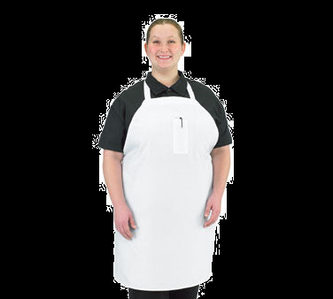 Chef Revival® Economy Bib Apron, 34" x 34", poly/cotton blend fabric, pencil pocket, white, Chef 24/7®