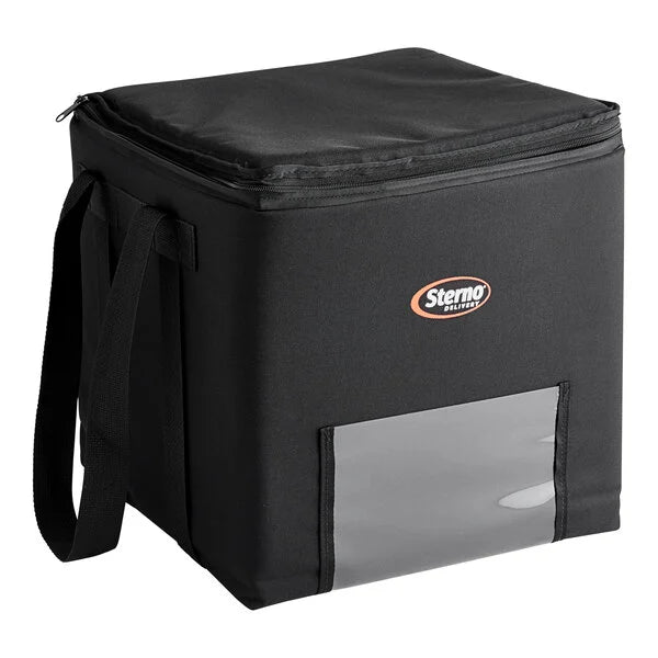 14" Small Black Nylon Insulated Catering Food Carrier