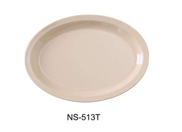 Yanco Nessico Melamine 13" X 8 1/2" OVAL PLATTER W/NARROW RIM TAN