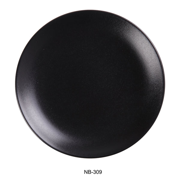 Yanco Noble Black Chinaware 9-1/8" X 1-1/8" COUPE SHAPE ROUND PLATE