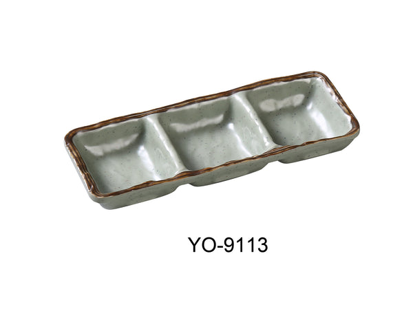 Yanco Yoto Melamine 8" X 2 3/4" X 3/4" TRIPLE SAUCE DISH 6 OZ EACH