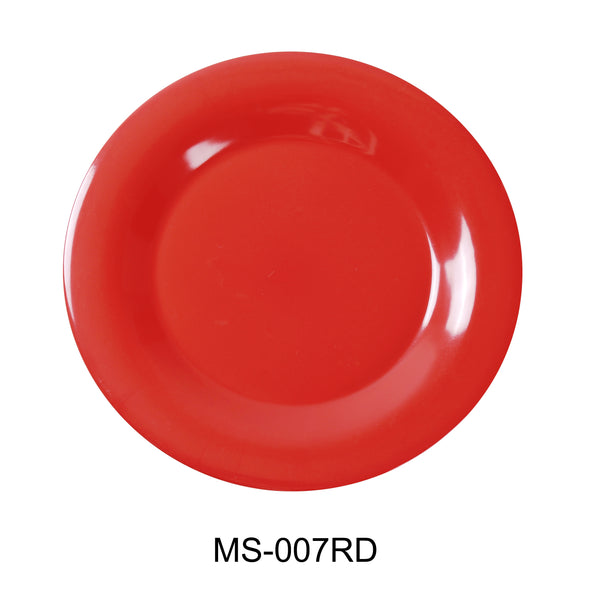 Yanco Milestone Melamine 7 1/2" WIDE RIM ROUND PLATE ORANGE RED