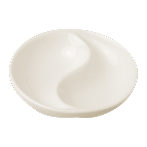 YIN YANG SAUCER, 3.95"D, IVORIS