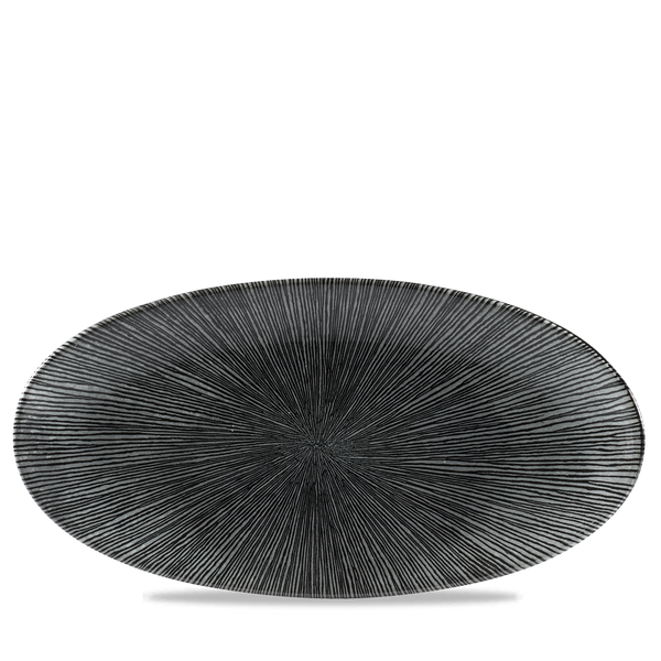Studio Prints Agano Black Oval Chefs Plate 13 3/4X6 3/4" Box 6