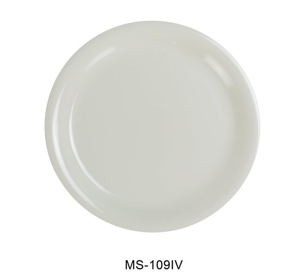 Yanco Milestone Melamine 9" NARROW RIM ROUND PLATE IVORY