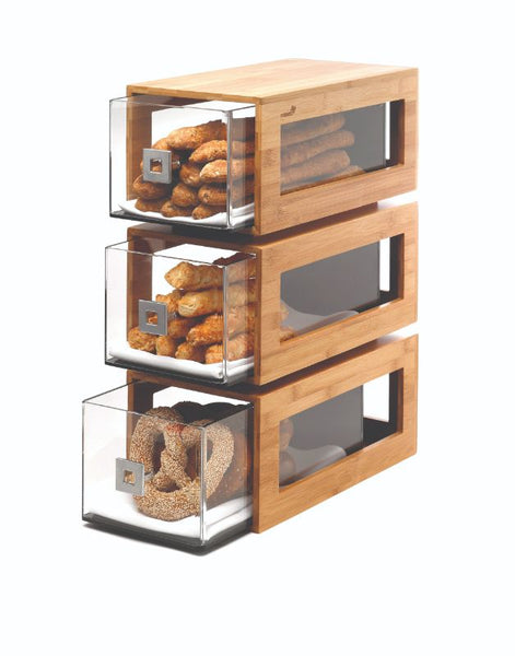 Three-Tier Bamboo Column with Drawers, 1 EA