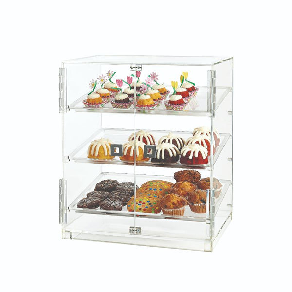 Large Two Door Bakery Cabinet with Three Frosted Trays, 1 EA