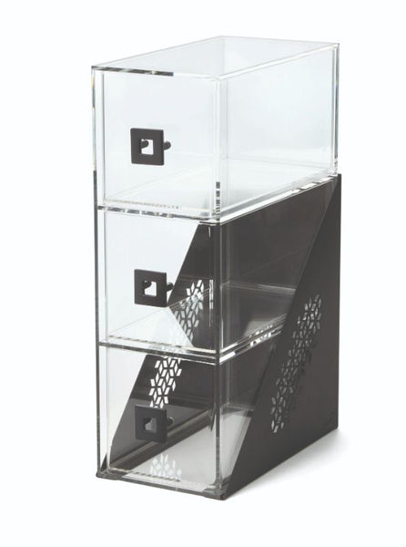 Mosaic Narrow Three Drawer Black Matte Bakery Case, 1 EA