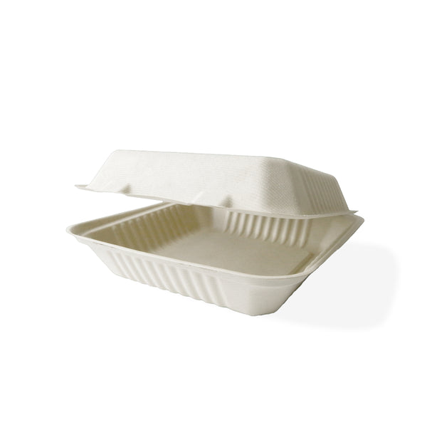 8" x 8" Clarion Collection Compostable PFAS Free Fiber Hinged Clamshell