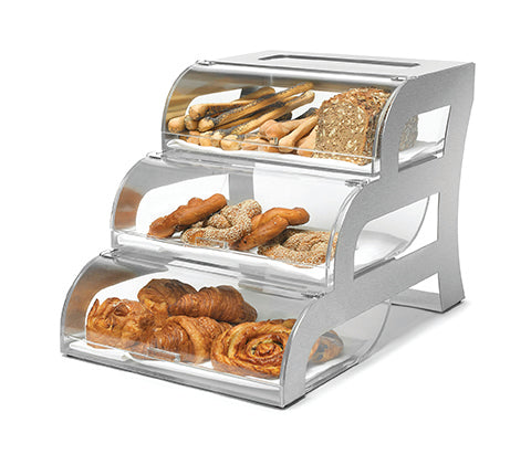 Three-Tier Bakery Case with Stainless Steel Frame, 1 EA