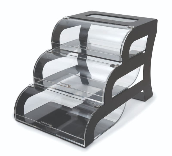 Three-Tier Bakery Case with Black Matte Frame, 1 EA