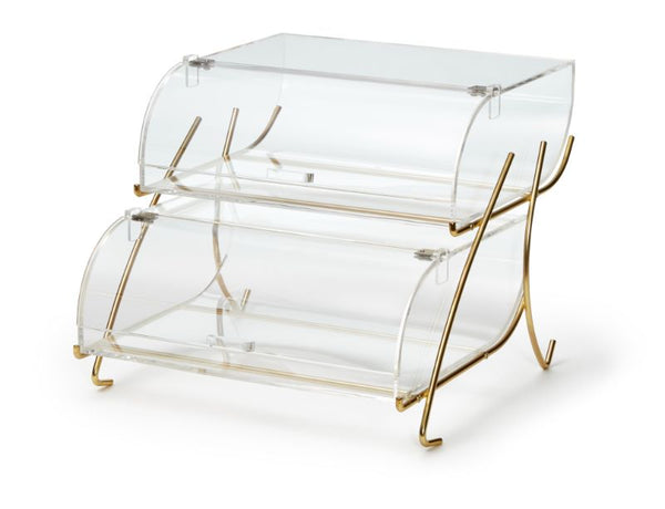 Two-Tier Bakery Case with Brass Wire Stand, 1 EA