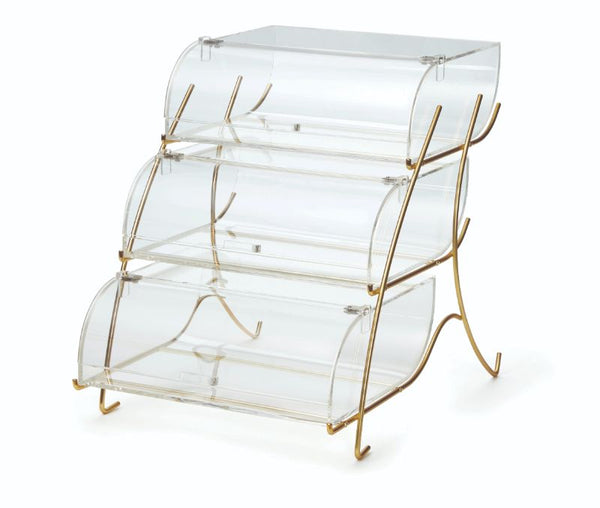 Three-Tier Bakery Case with Brass Wire Stand, 1 EA