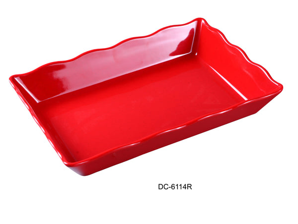 Yanco Deli Melamine 14" X 9 1/2" X 2" SCALLOP EDGED DISPLAY TRAY RED