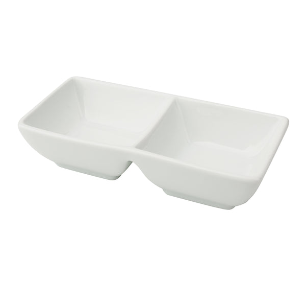 Yanco Cambria Chinaware 5 1/2" X 2 3/4" X 1 3/8" DOUBLE SAUCE DISH 2 OZ EACH