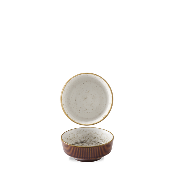 CINNAMON BROWN BARLEY WHITE  KOCHI SHALLOW BOWL 9OZ BOX 12