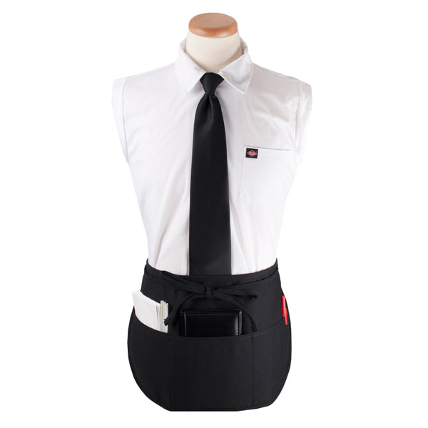 Chef Revival® Reversible Waist Apron, 20-1/2" x 12" long, 3 pockets and pen pocket on each side, made with DuraSure® polyester, fade and water resistant, black (retail packaging) (must be purchased in case quantities)