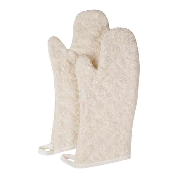 Chef Revival® Oven Mitt, elbow length, 17", protects up to 450°F, machine washable, silicone lining for extra protection, 100% terry, beige