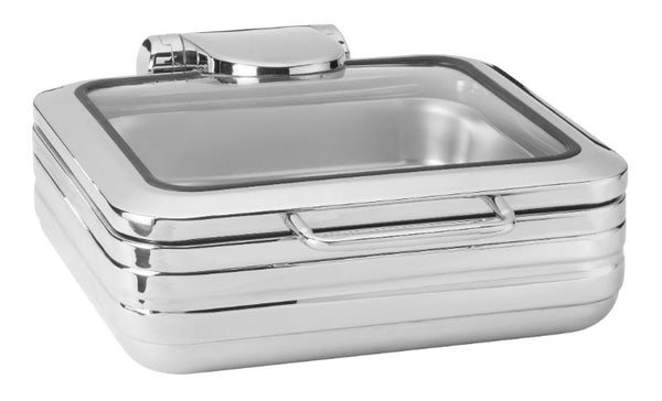 Deluxe Square S/S Chafing Dish with Glass Lid - 6.34 QT, 1 EA