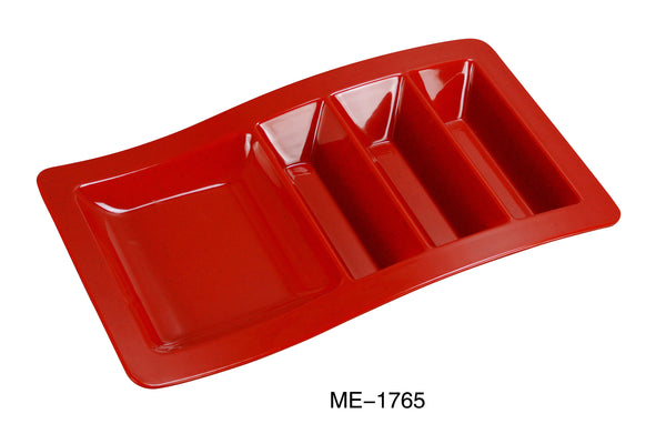 Yanco Mexico Melamine 14 3/4" X 8 3/4" X 1 3/4" STACKABLE TACO PLATE RED