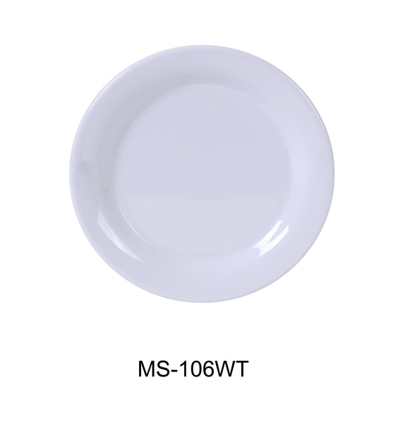 Yanco Milestone Melamine 6 1/2" NARROW RIM ROUND PLATE WHITE