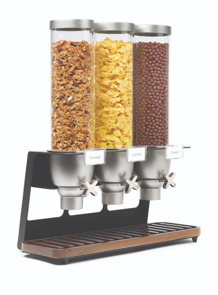 EZ-SERV® 1.3 Gal. 3-Container Tabletop Dispenser with Walnut Tray, 1 EA