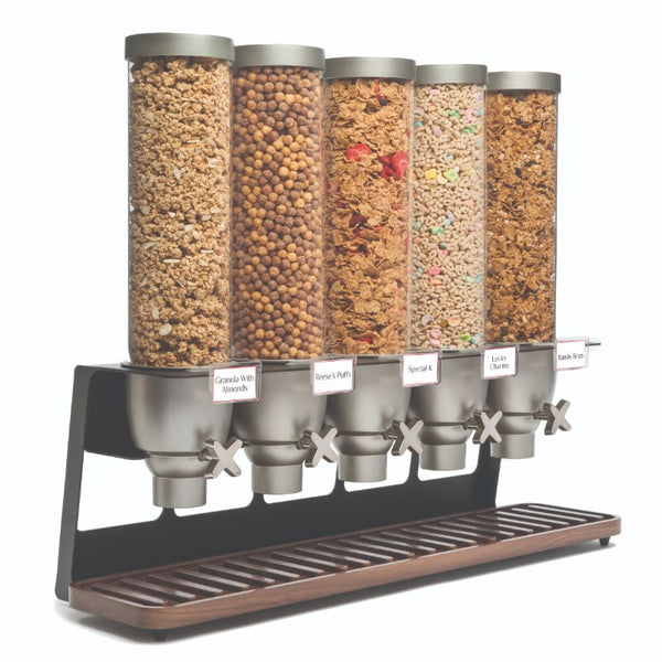 EZ-SERV® 1.3 Gal. 5-Container Tabletop Dispenser with Walnut Tray, 1 EA