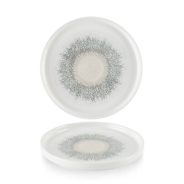 Studio Prints Fusion Agate Grey Chefs' Walled Plate 21cm 8 1/4" H: 2cm Box 6