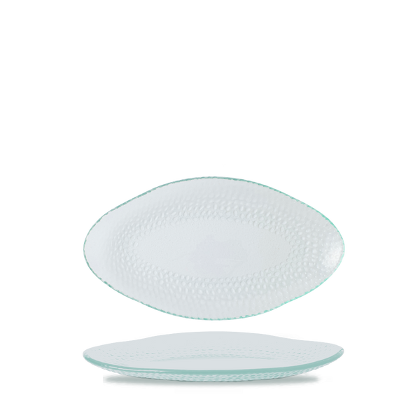 Isla Glass Clear Organic Glass Oval Platter 30 x 16.2cm 11 3/4" x 6 3/8"