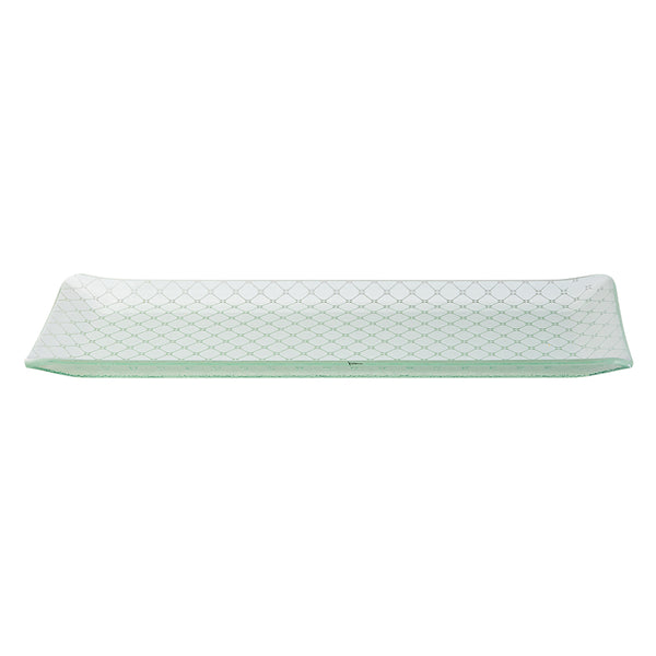 Zenit White Large 22.5" Rectangle Handmade Glass Tray, 1 EA