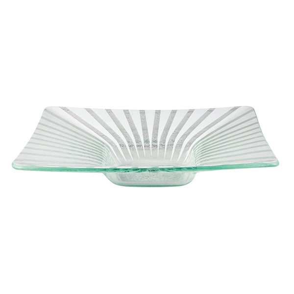 Stelo White 14" Square Wide Rim Handmade Glass Bowl, SET of 2