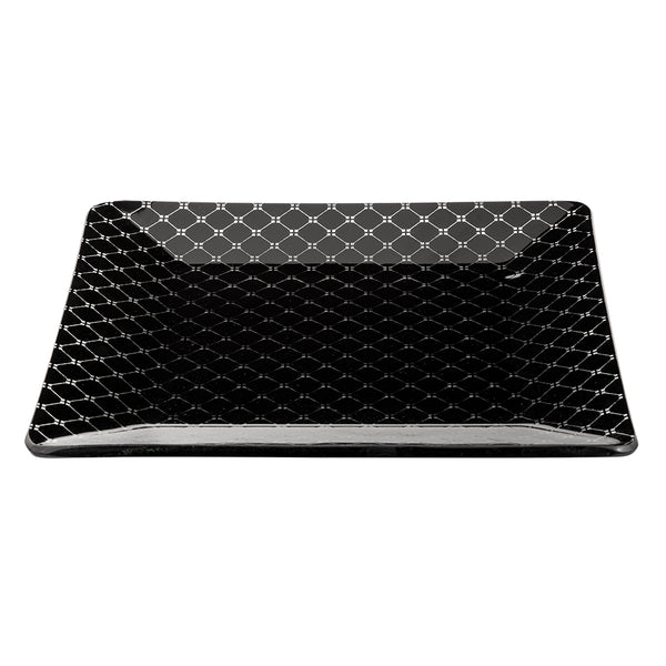 Zenit Black 14" Square Handmade Glass Platter, 1 EA