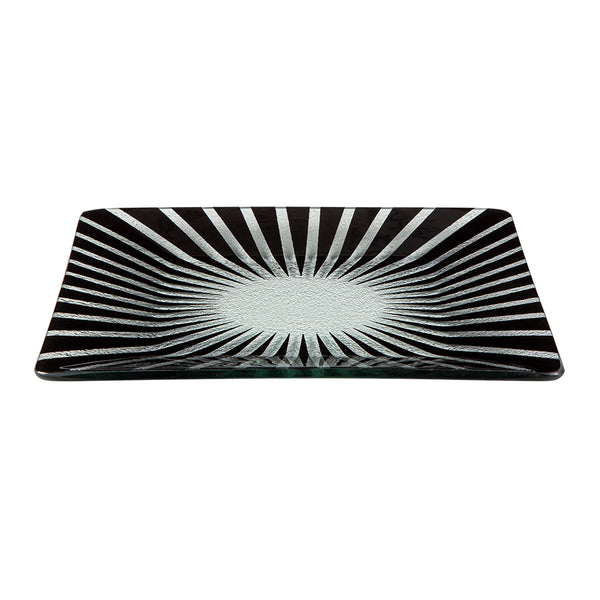 Stelo Black 14" Square Handmade Glass Platter, 1 EA