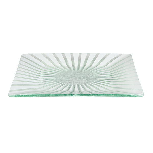 Stelo White 14" Square Handmade Glass Platter, 1 EA