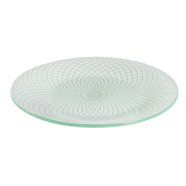 Spiro White 15.6" Round Handmade Glass Platter, 1 EA